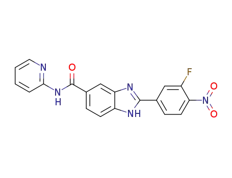 Molecular Structure of 1027233-91-5 (2-(3-fluoro-4-nitro-phenyl)-1<i>H</i>-benzoimidazole-5-carboxylic acid pyridin-2-ylamide)