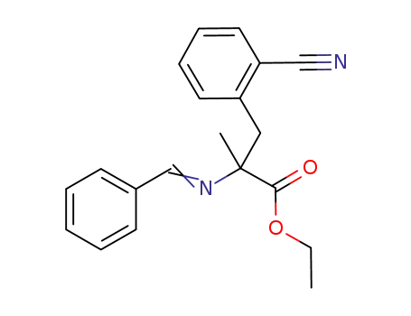 Molecular Structure of 1142954-12-8 (ethyl (RS)-2-(benzylideneamino)-3-(2-cyanophenyl)-2-methylpropanoate)