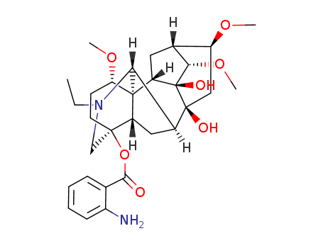 11033-64-0,N-deacetyllappaconitine,Lappaconitine,deacetyl- (7CI,8CI); 2H-12,3,6a-Ethanylylidene-7,9-methanonaphth[2,3-b]azocine,aconitane-4,8,9-triol deriv.; (+)-N-Deacetyllappaconitine;4-Anthraniloyllappaconine; Deacetyllappaconitine; Desacetyllappaconitine;Lappaconine 4-(2-aminobenzoate); N-Deacetyllappaconitine; Puberanidine