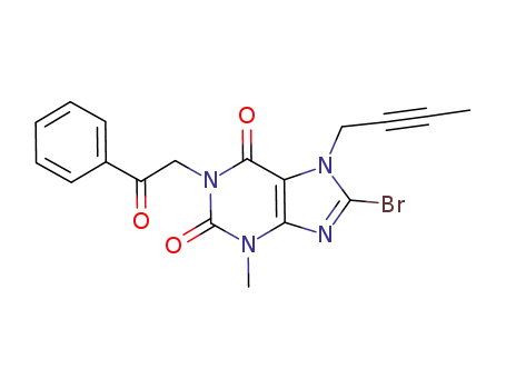 1H-Purine-2,6-dione,
8-bromo-7-(2-butynyl)-3,7-dihydro-3-methyl-1-(2-oxo-2-phenylethyl)-