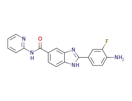 Molecular Structure of 1026452-39-0 (2-(4-amino-3-fluoro-phenyl)-1<i>H</i>-benzoimidazole-5-carboxylic acid pyridin-2-ylamide)