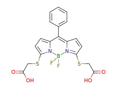Molecular Structure of 1206782-90-2 (3,5-dithioacetic acid-3a,4a-diaza-4,4-difluoro-8-phenyl boron dipyrromethene)