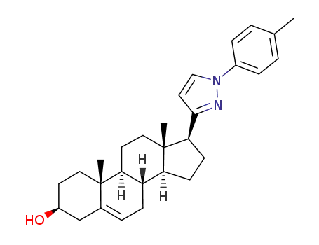 Molecular Structure of 1233764-92-5 (17β-(1-p-tolyl-3-pyrazolyl)androst-5-en-3β-ol)