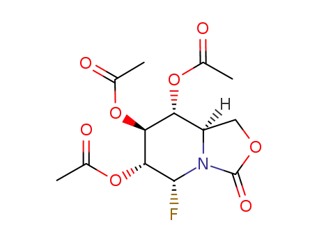 Molecular Structure of 1240637-92-6 ((5R,6R,7S,8R,8aR)-5-fluoro-6,7,8-tris(acetyloxy)-2-oxa-3-oxoindolizidine)