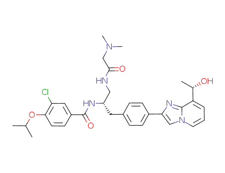 3-Chloro-N-{(1S)-2-[(N,N-dimethylglycyl)amino]-1-[(4-{8-[(1S)-1-hydroxyethyl]imidazo[1,2-a]pyridin-2-yl}phenyl)methyl]ethyl}-4-[(1-methylethyl)oxy]benzamide