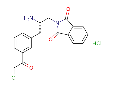 Molecular Structure of 1240137-78-3 ((S)-2-(2-amino-3-(3-(2-chloroacetyl)phenyl)propyl)isoindoline-1,3-dione hydrochloride)