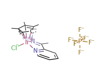 Molecular Structure of 1370365-92-6 ((η5-pentamethylcyclopentadienylato)IrCl(2-(1-hydrazonoethyl)pyridine)(PF6))