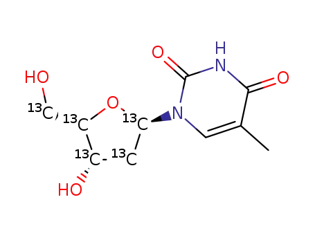 Molecular Structure of 156968-81-9 ([1',2',3',4',5'-13C5]THYMIDINE)