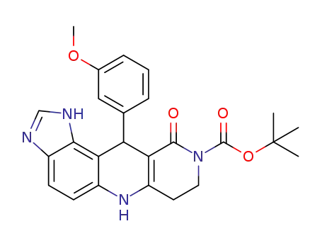 Molecular Structure of 1431468-29-9 (tert-butyl 11-(3-methoxyphenyl)-10-oxo-7,8,10,11-tetrahydro-3H-imidazo[4',5':3,4]benzo[1,2-b][1,6]naphthyridine-9(6H)-carboxylate)