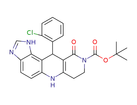 Molecular Structure of 1431468-26-6 (tert-butyl 11-(2-chlorophenyl)-10-oxo-7,8,10,11-tetrahydro-3H-imidazo[4',5':3,4]benzo[1,2-b][1,6]naphthyridine-9(6H)-carboxylate)