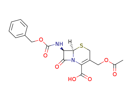 Molecular Structure of 16857-40-2 (5-Thia-1-azabicyclo[4.2.0]oct-2-ene-2-carboxylic acid,
3-[(acetyloxy)methyl]-8-oxo-7-[[(phenylmethoxy)carbonyl]amino]-,
(6R,7R)-)