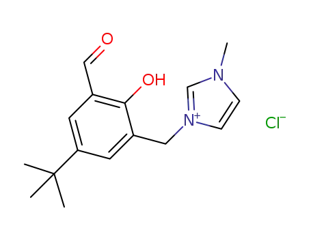 Molecular Structure of 1416171-24-8 (3-(5-(tert-butyl)-3-formyl-2-hydroxybenzyl)-1-methyl-1H-imidazol-3-ium chloride)