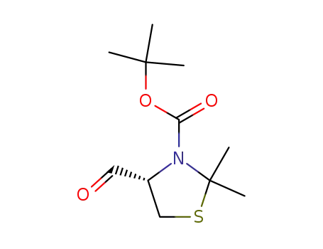 Molecular Structure of 185422-71-3 (3-Thiazolidinecarboxylic acid, 4-formyl-2,2-dimethyl-, 1,1-dimethylethyl
ester, (S)-)