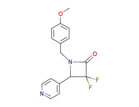 Molecular Structure of 1000388-05-5 (1-(4-methoxybenzyl)-3,3-difluoro-4-(pyridin-4-yl)azetidin-2-one)