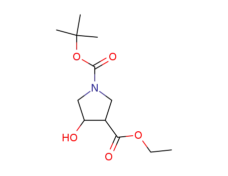 Molecular Structure of 849935-85-9 ((3S,4R)-1-tert-butyl 3-ethyl 4-hydroxypyrrolidine-1,3-dicarboxylate)