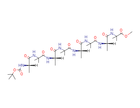 Molecular Structure of 136198-08-8 (Alanine,
N-[(1,1-dimethylethoxy)carbonyl]-L-alanyl-2-methylalanyl-L-alanyl-2-meth
ylalanyl-L-alanyl-2-methylalanyl-L-alanyl-2-methyl-, methyl ester)