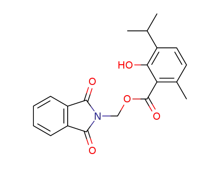 Molecular Structure of 112425-52-2 (Benzoic acid, 2-hydroxy-6-methyl-3-(1-methylethyl)-,
(1,3-dihydro-1,3-dioxo-2H-isoindol-2-yl)methyl ester)