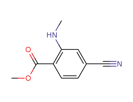 Molecular Structure of 64630-03-1 (Benzoic acid, 4-cyano-2-(methylamino)-, methyl ester (9CI))