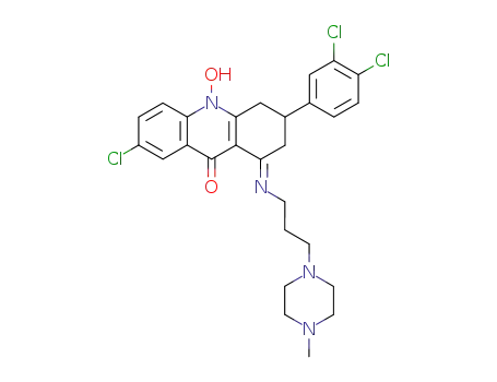 Molecular Structure of 80108-14-1 ((1Z)-7-Chloro-3-(3,4-dichlorophenyl)-10-hydroxy-1-([(Z)-3-(4-methyl-1- piperazinyl)propyl]imino)-1,3,4,10-tetrahydro-9(2H)-acridinone)