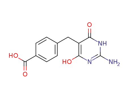 Molecular Structure of 80305-92-6 (4-[(2-amino-4-hydroxy-6-oxo-1,6-dihydropyrimidin-5-yl)methyl]benzoic acid)