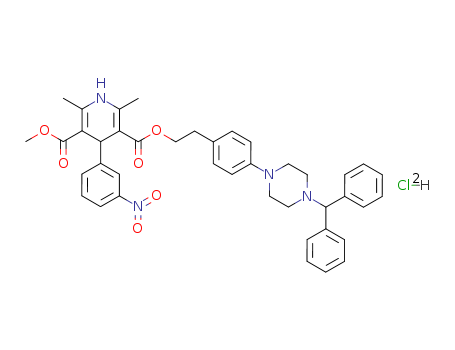 3,5-Pyridinedicarboxylicacid, 1,4-dihydro-2,6-dimethyl-4-(3-nitrophenyl)-,3-[2-[4-[4-(diphenylmethyl)-1-piperazinyl]phenyl]ethyl] 5-methyl ester,hydrochloride (1:2)