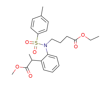 Molecular Structure of 88239-71-8 (Benzeneacetic acid,
2-[(4-ethoxy-4-oxobutyl)[(4-methylphenyl)sulfonyl]amino]-a-methyl-,
methyl ester)