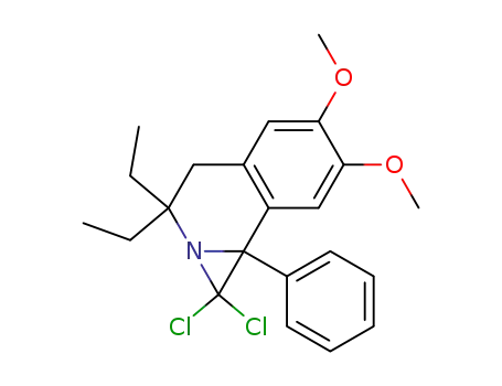 Molecular Structure of 132067-87-9 (6,7-Dimethoxy-8bphenyl-1,1-dichloro-3,3-diethyl-1,3,4,8b-tetrahydroazirino<2,1-a>isoquinoline)