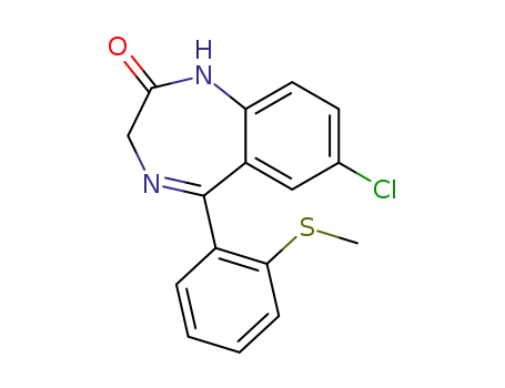 Molecular Structure of 846-53-7 (2H-1,4-Benzodiazepin-2-one,
7-chloro-1,3-dihydro-5-[2-(methylthio)phenyl]-)