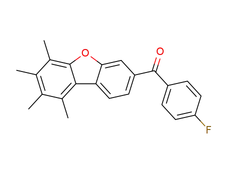 Molecular Structure of 91786-95-7 (Methanone, (4-fluorophenyl)(6,7,8,9-tetramethyl-3-dibenzofuranyl)-)