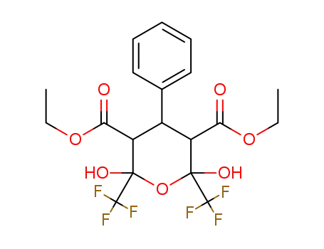 Molecular Structure of 3449-44-3 (diethyl 2,6-dihydroxy-4-phenyl-2,6-bis(trifluoromethyl)tetrahydro-2H-pyran-3,5-dicarboxylate)