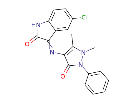 Molecular Structure of 81912-98-3 (5-chloro-3-[(1,5-dimethyl-3-oxo-2-phenyl-2,3-dihydro-1H-pyrazol-4-yl)imino]-1,3-dihydro-2H-indol-2-one)