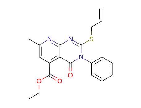 Pyrido(2,3-d)pyrimidine-5-carboxylic acid, 3,4-dihydro-7-methyl-4-oxo-3-phenyl-2-(2-propenylthio)-, ethyl ester