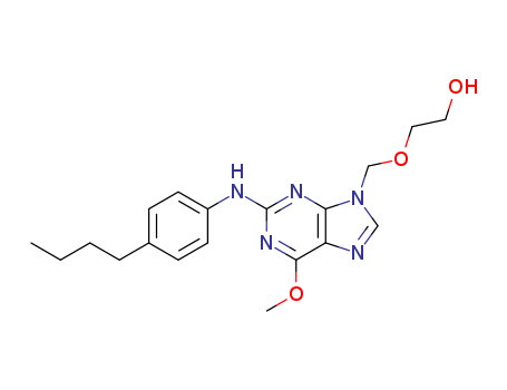 104715-85-7,Ethanol,2-[[2-[(4-butylphenyl)amino]-6-methoxy-9H-purin-9-yl]methoxy]-,