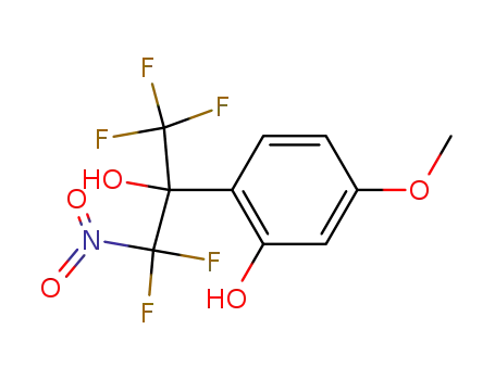 Molecular Structure of 123716-14-3 (2-(2,2-Difluoro-1-hydroxy-2-nitro-1-trifluoromethyl-ethyl)-5-methoxy-phenol)