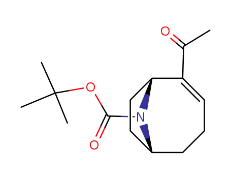 Molecular Structure of 90741-53-0 (9-Azabicyclo[4.2.1]non-2-ene-9-carboxylicacid, 2-acetyl-, 1,1-dimethylethyl ester, (1R)- (9CI))