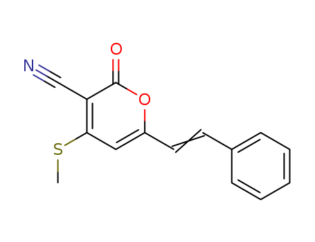 2H-Pyran-3-carbonitrile, 4-(methylthio)-2-oxo-6-(2-phenylethenyl)-