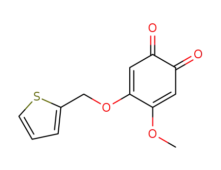 Molecular Structure of 115685-95-5 (3,5-Cyclohexadiene-1,2-dione, 4-methoxy-5-(2-thienylmethoxy)-)