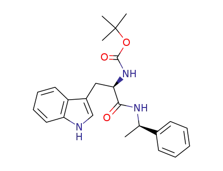 Molecular Structure of 127369-26-0 ([(R)-2-(1H-Indol-3-yl)-1-((R)-1-phenyl-ethylcarbamoyl)-ethyl]-carbamic acid tert-butyl ester)