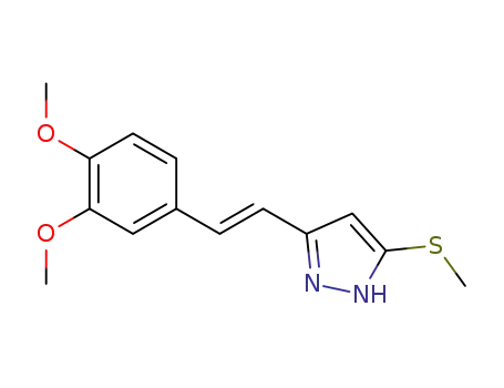 1H-Pyrazole, 3-[2-(3,4-dimethoxyphenyl)ethenyl]-5-(methylthio)-, (E)-