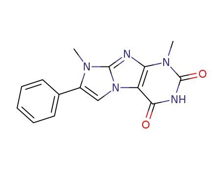 Molecular Structure of 76286-84-5 (1,8-Dimethyl-7-phenyl-1H-imidazo[2,1-f]purine-2,4(3H,8H)-dione)
