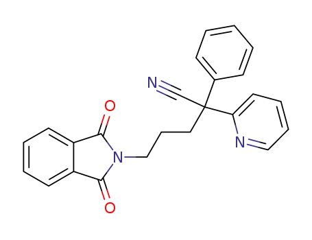 Molecular Structure of 122376-90-3 (5-(1,3-Dioxo-1,3-dihydro-isoindol-2-yl)-2-phenyl-2-pyridin-2-yl-pentanenitrile)