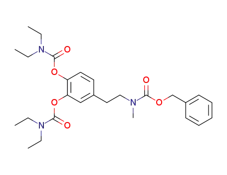 Molecular Structure of 89878-17-1 (Carbamic acid, diethyl-,
4-[2-[methyl[(phenylmethoxy)carbonyl]amino]ethyl]-1,2-phenylene ester)