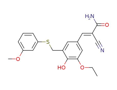 Molecular Structure of 107787-96-2 ((2E)-2-cyano-3-(3-ethoxy-4-hydroxy-5-{[(3-methoxyphenyl)sulfanyl]methyl}phenyl)prop-2-enamide)
