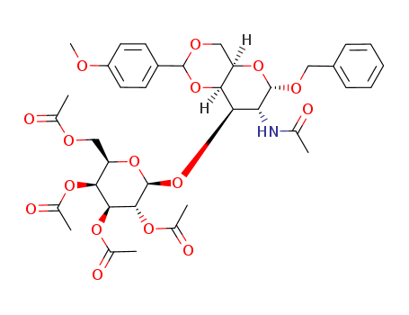 Benzyl 2-Acetamido-2-deoxy-4,6-O-(4’-methoxybenzylidene)-3-O-(2’,3’,4’,6’-tetra- O-acetyl-β-D-galactopyranosyl)-α-D-galactopyranoside