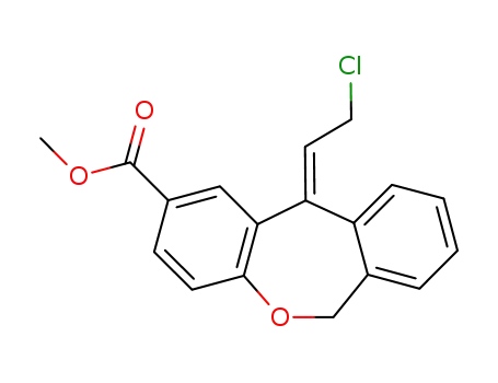 Molecular Structure of 127167-47-9 ((E)-11-(2-chloroethylidene)-6,11-dihydrodibenz<b,e>oxepin-2-carboxylic acid methyl ester)