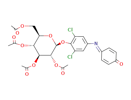 Molecular Structure of 122078-53-9 (phenolindo-3',5'-dichlorophenyl 2,3,4,6-tetra-O-acetyl-β-D-glucopyranoside)
