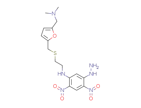 Molecular Structure of 142744-25-0 (N-{2-[({5-[(dimethylamino)methyl]furan-2-yl}methyl)sulfanyl]ethyl}-5-hydrazino-2,4-dinitroaniline)