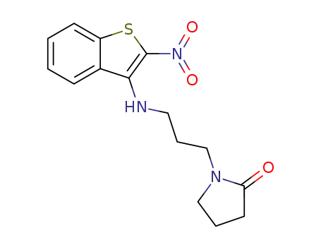 Molecular Structure of 128554-86-9 (1-{3-[(2-nitro-1-benzothiophen-3-yl)amino]propyl}pyrrolidin-2-one)