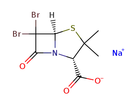 Molecular Structure of 76454-48-3 (sodium (2S-cis)-6,6-dibromo-3,3-dimethyl-7-oxo-4-thia-1-azabicyclo[3.2.0]heptane-2-carboxylate)