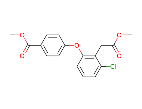 Molecular Structure of 138914-79-1 (Benzeneacetic acid, 2-chloro-6-[4-(methoxycarbonyl)phenoxy]-, methyl
ester)